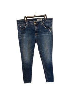 AG Adriano Goldschmied Distressed Denim The Legging Ankle Blue Jean 31R